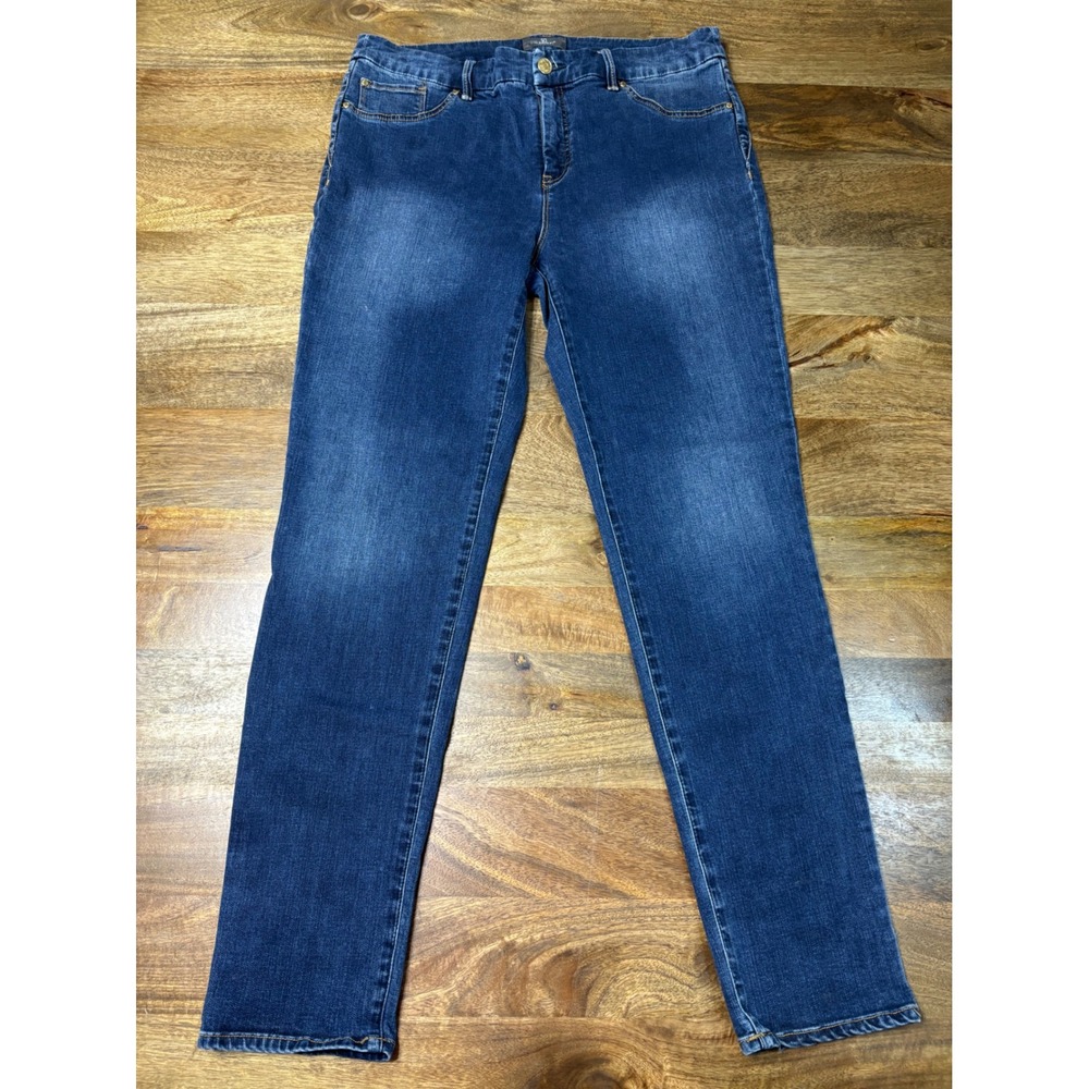 Chicos So Slimming Girlfriend Jeans Womens 2 Blue Dark Wash Straight Leg Stretch
